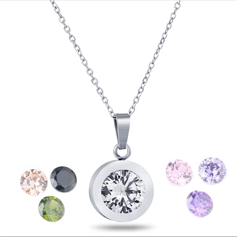 Silver stainless steel interchangeable necklace